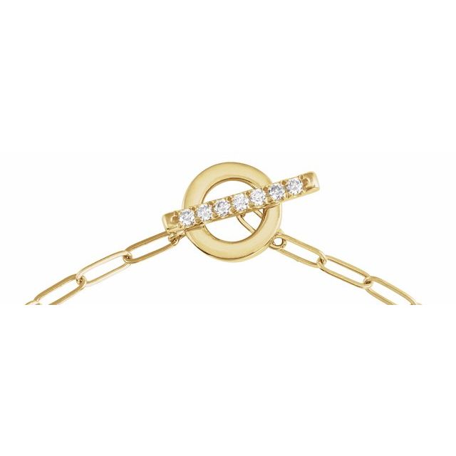 14K Yellow Gold Diamond Toggle Paperclip Bracelet