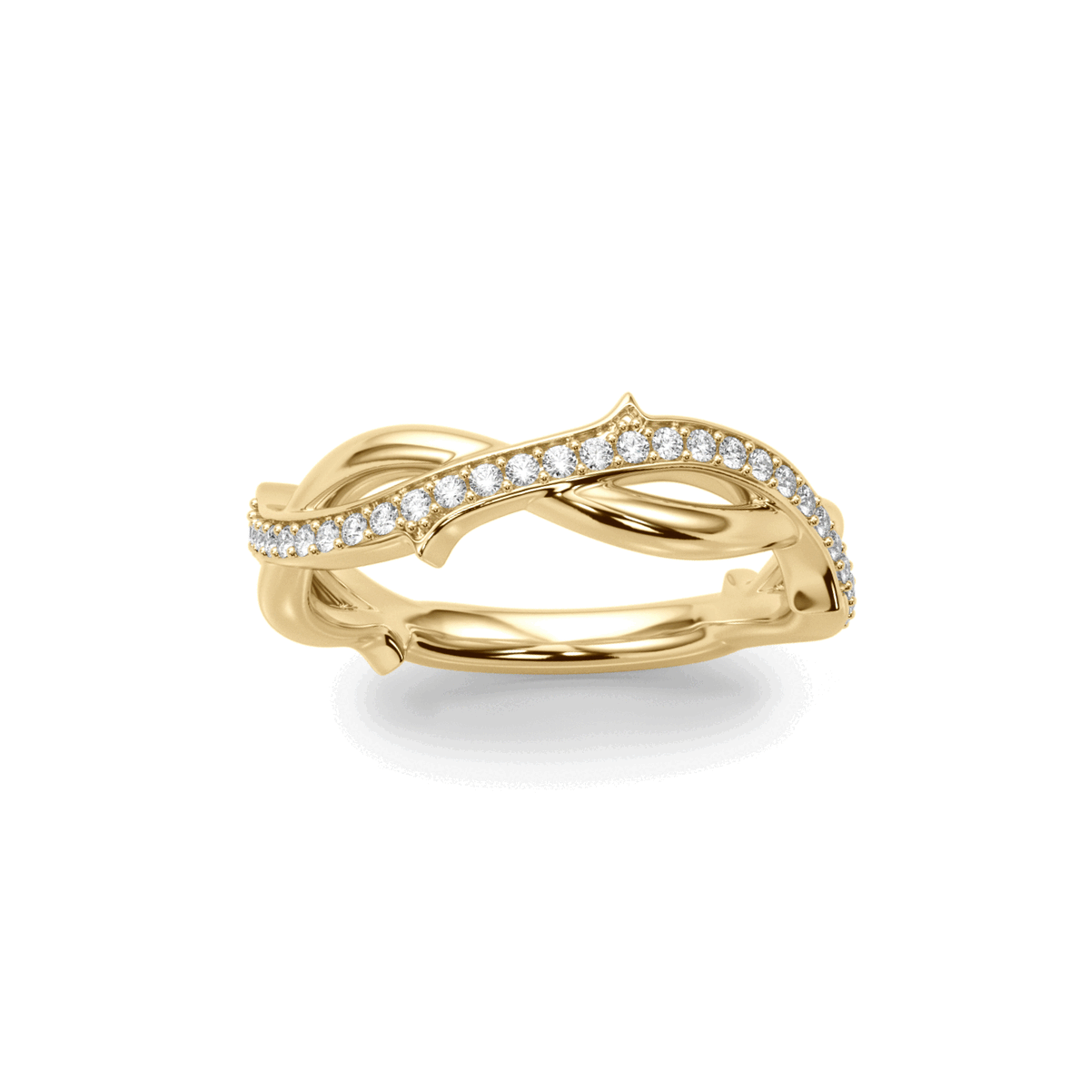 14K Yellow Gold Diamond Twisted Thorn Ring