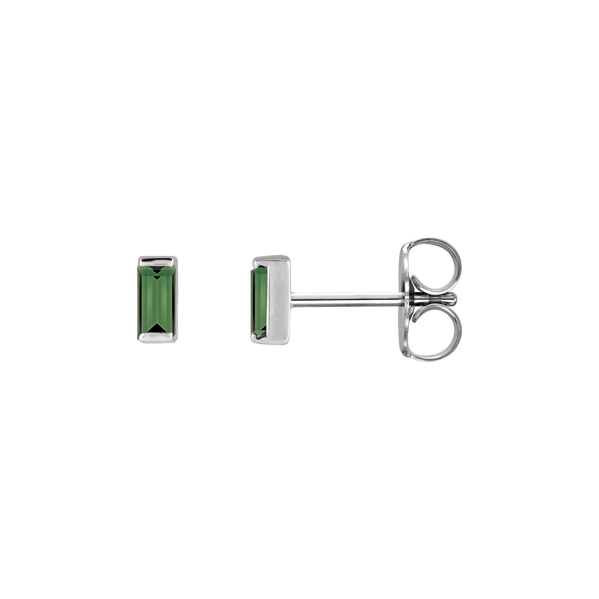 14K White Gold Micro Green Tourmaline Studs