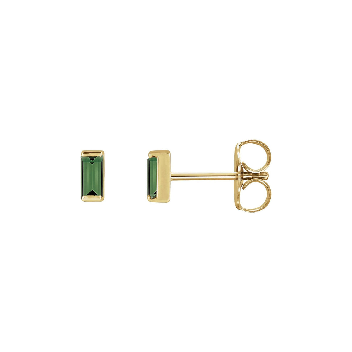 14K Yellow Gold Micro Green Tourmaline Studs