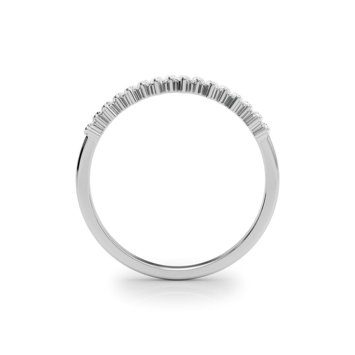 14K White Gold Straight Baguette Partial Diamond Band