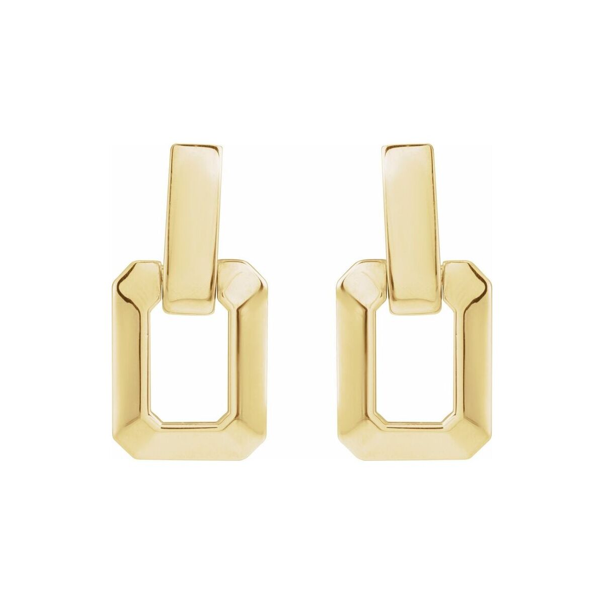 14K Yellow Gold Geometric Drop Earrings