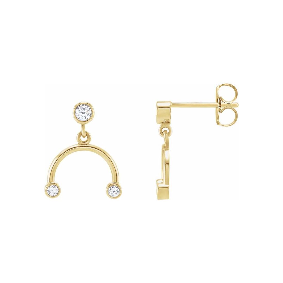 14K Yellow Gold Mobile Diamond Dangle Earrings