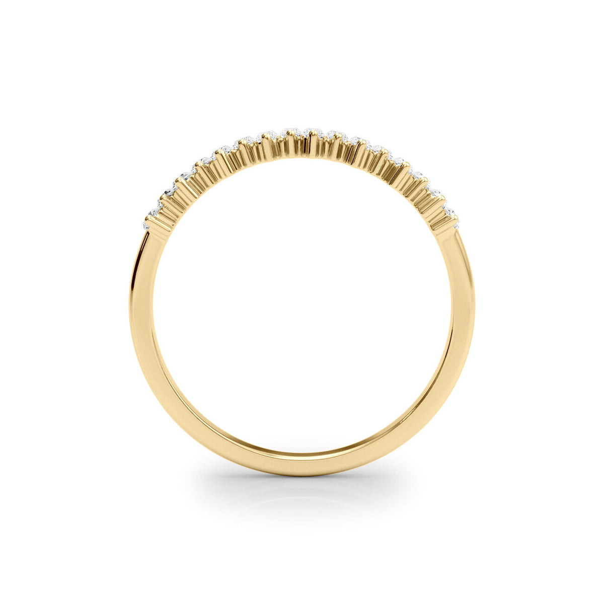 14K Yellow Gold Straight Baguette Partial Diamond Band