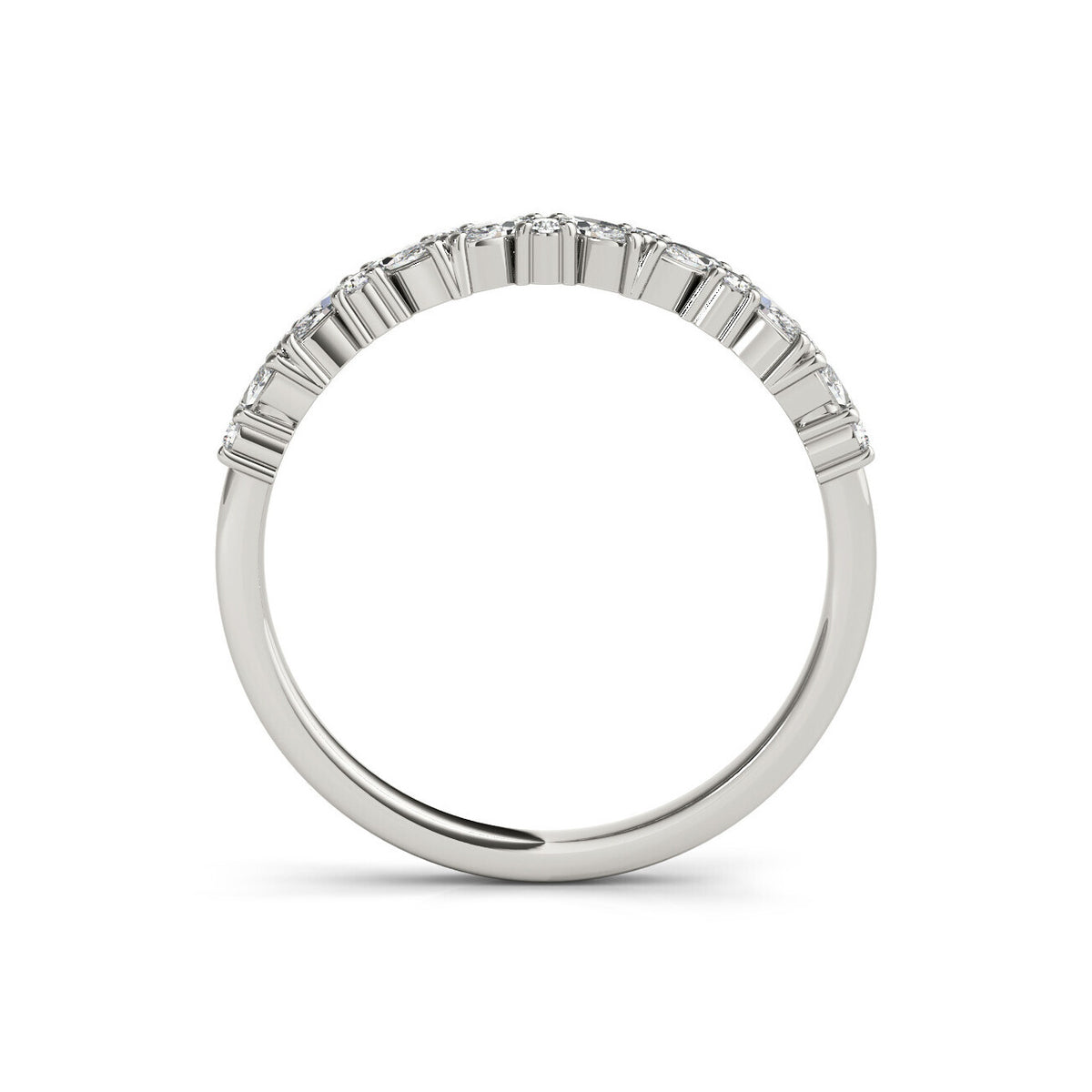 14K White Gold Marquise and Round Partial Diamond Band