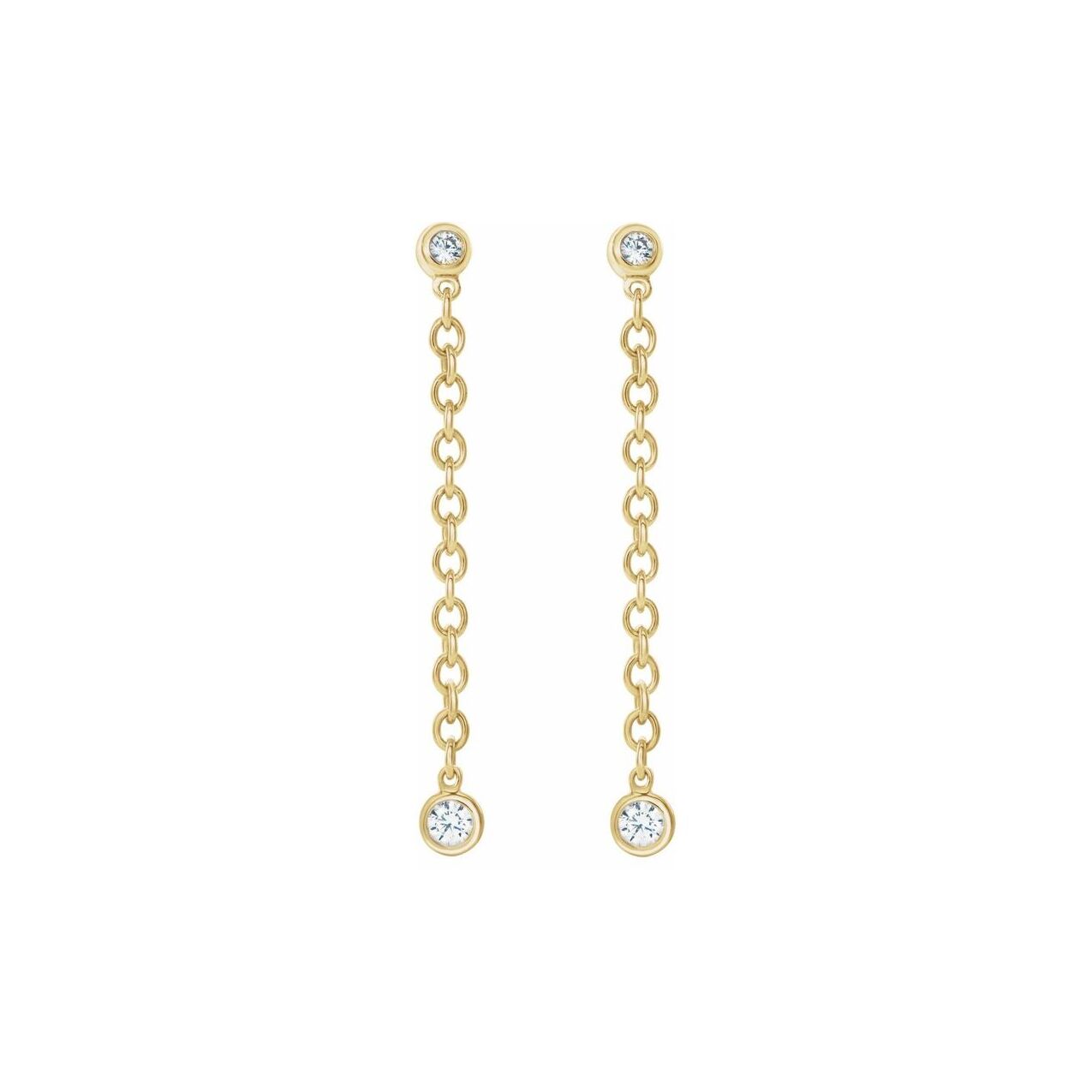 14K Yellow Gold Bezel-Set Diamond Chain Earrings