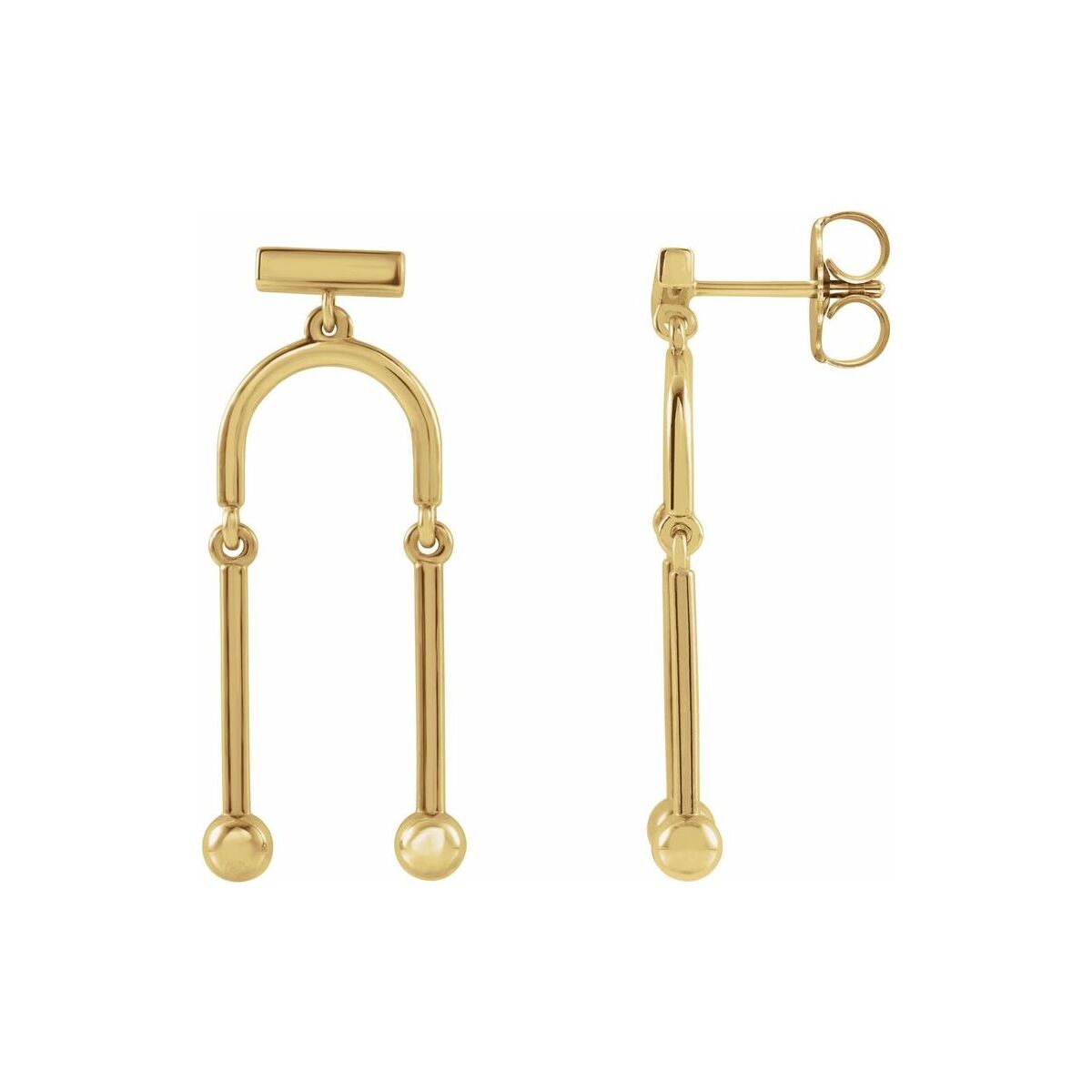 14K Yellow Gold Geometric Mobile Dangle Earrings