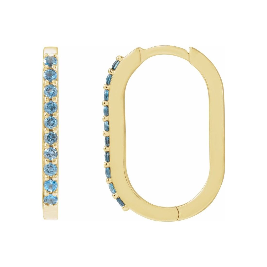 14K Yellow Gold London Blue Topaz Hoop Earrings