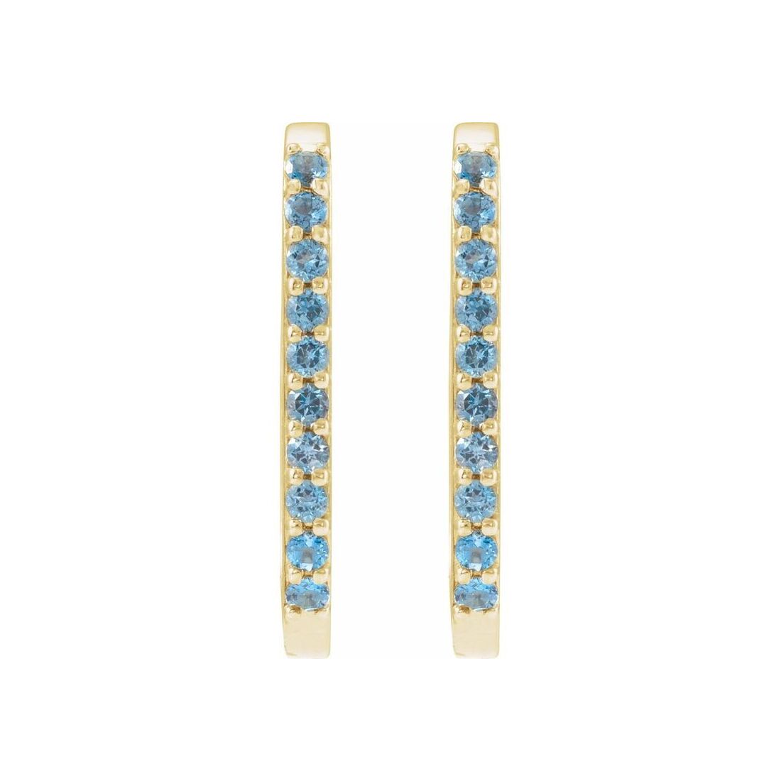 14K Yellow Gold London Blue Topaz Hoop Earrings