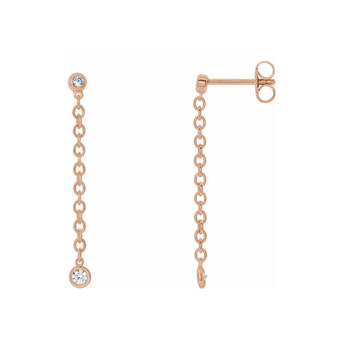 Bezel-Set Diamond Chain Earrings