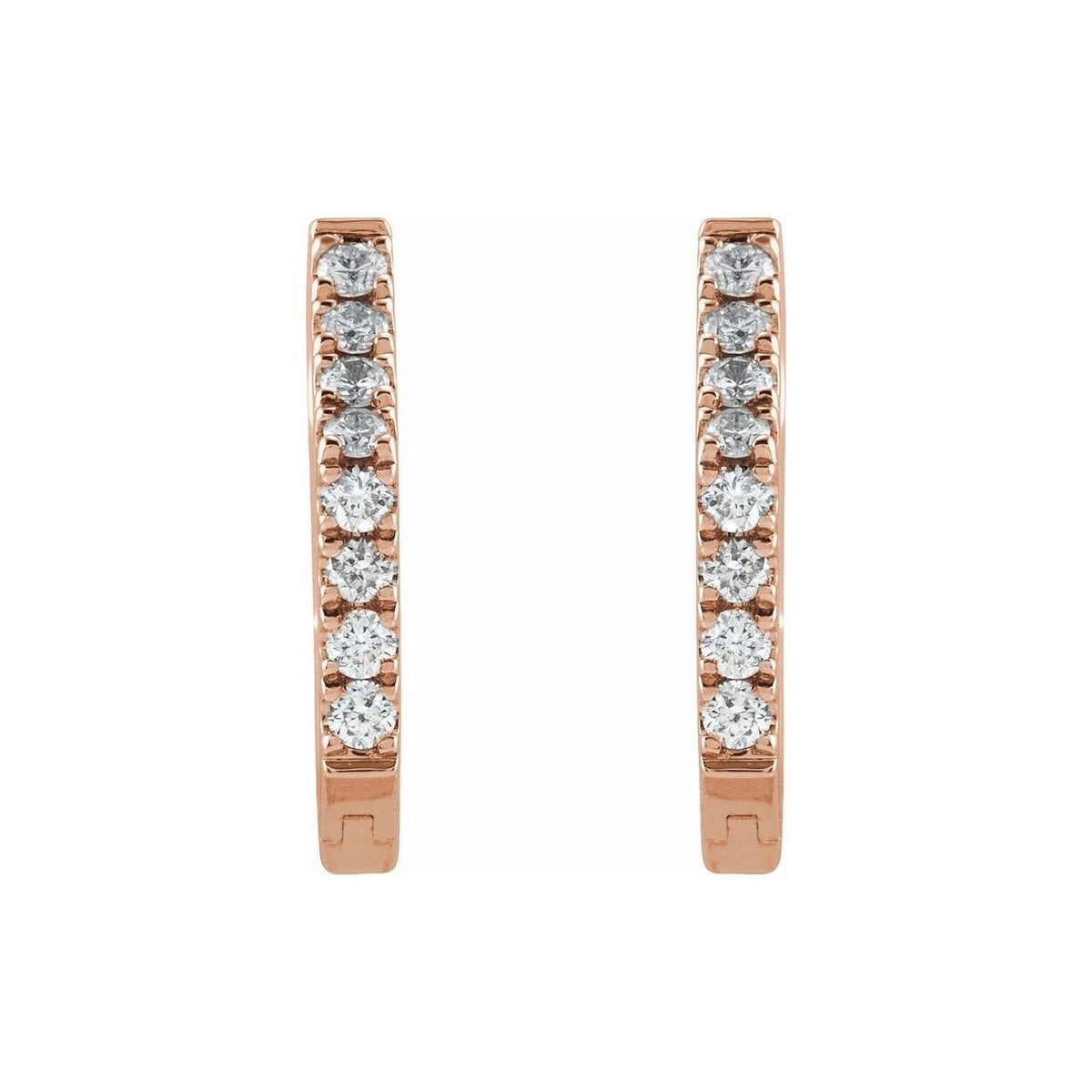 14K Rose Gold Hexagonal Diamond Huggies