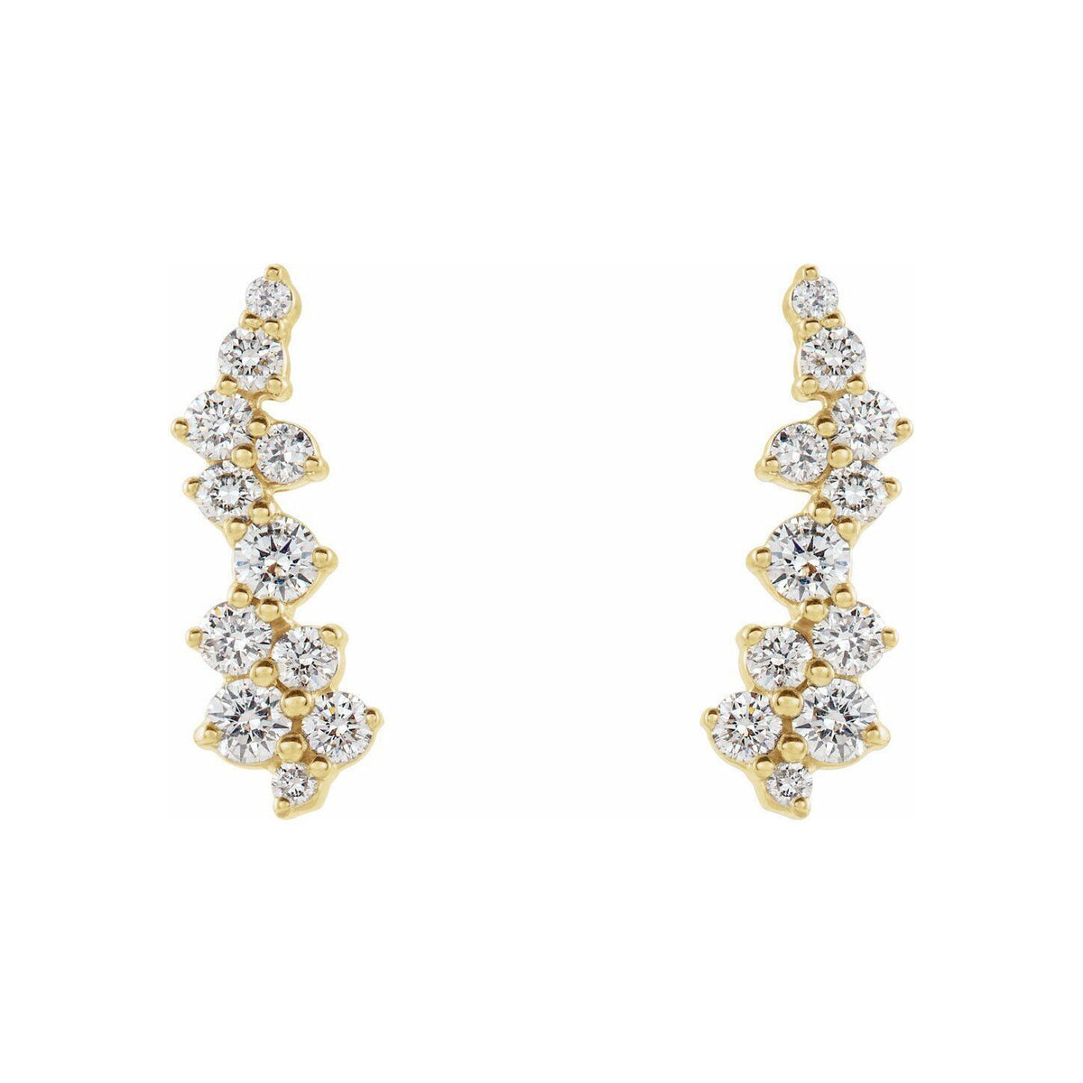 14K Yellow Gold Scattered Diamond Ear Climbers