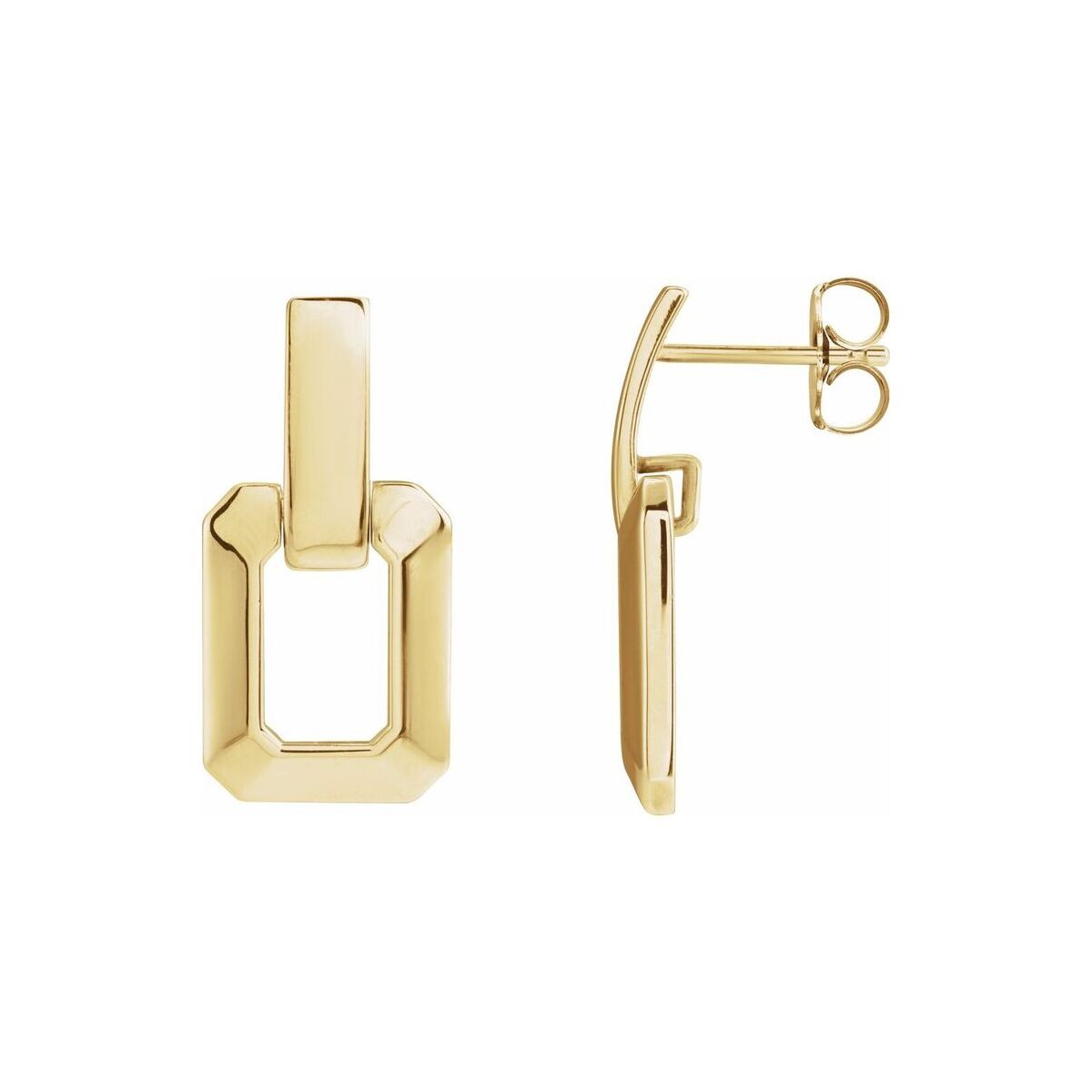 14K Yellow Gold Geometric Drop Earrings