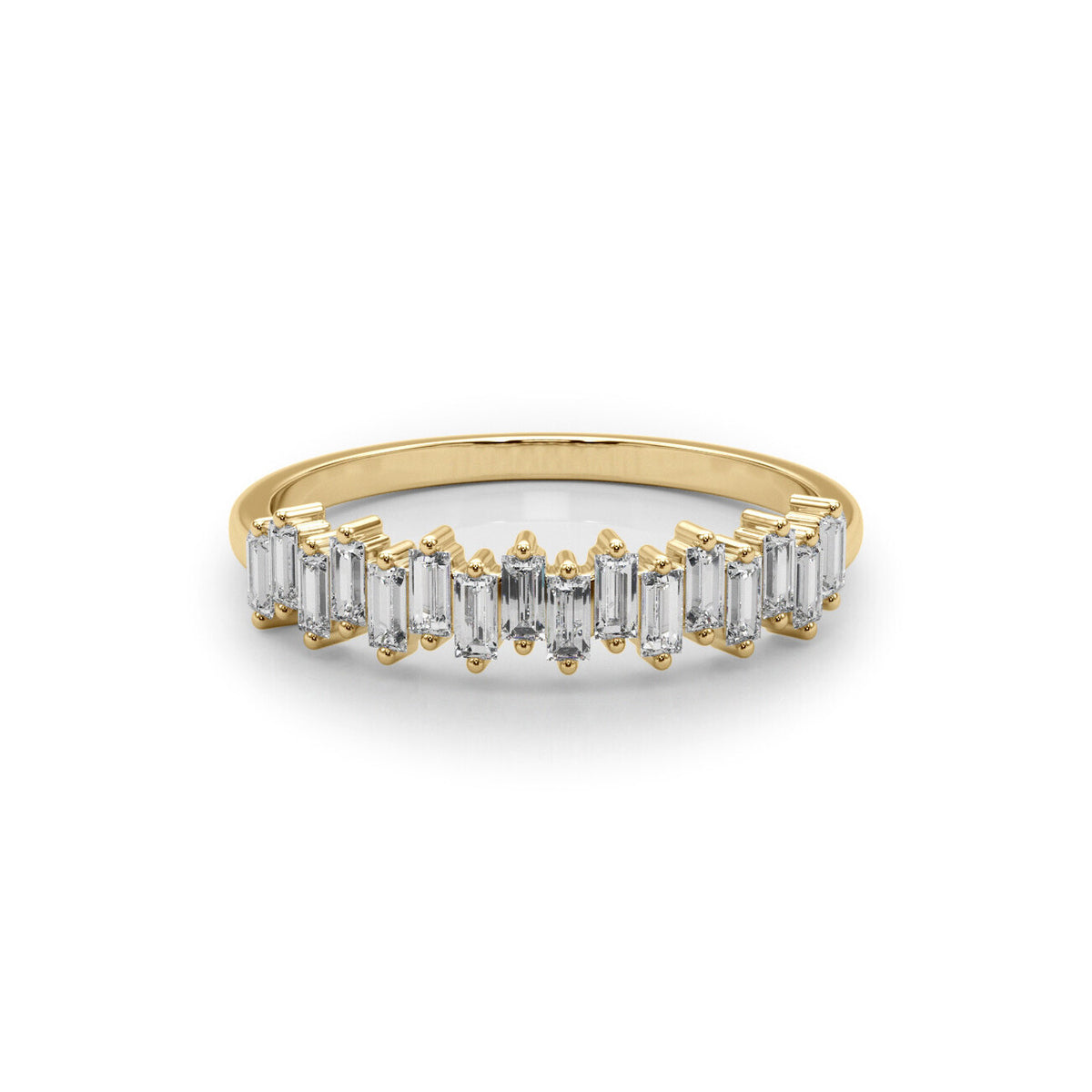 14K Yellow Gold Straight Baguette Partial Diamond Band