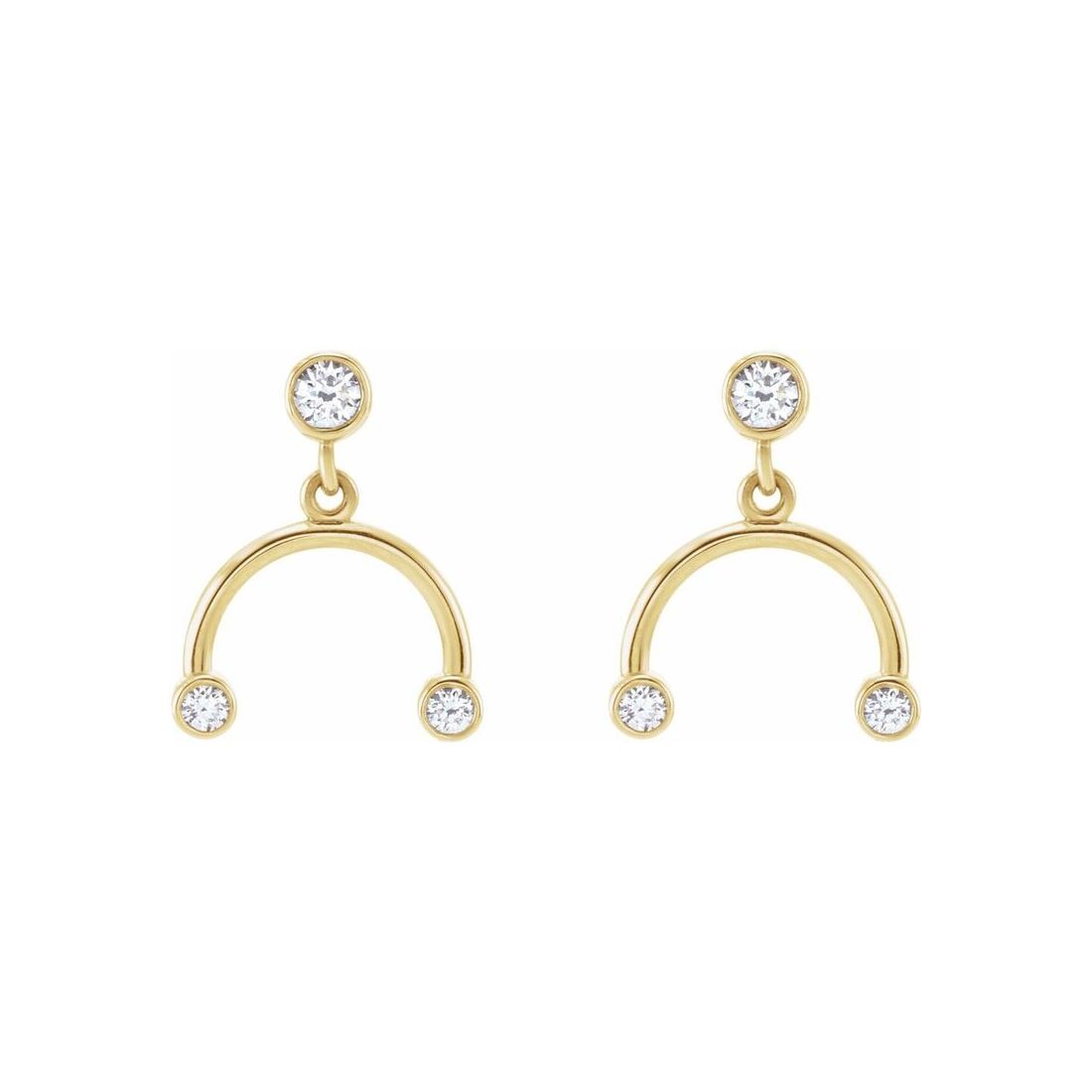 14K Yellow Gold Mobile Diamond Dangle Earrings