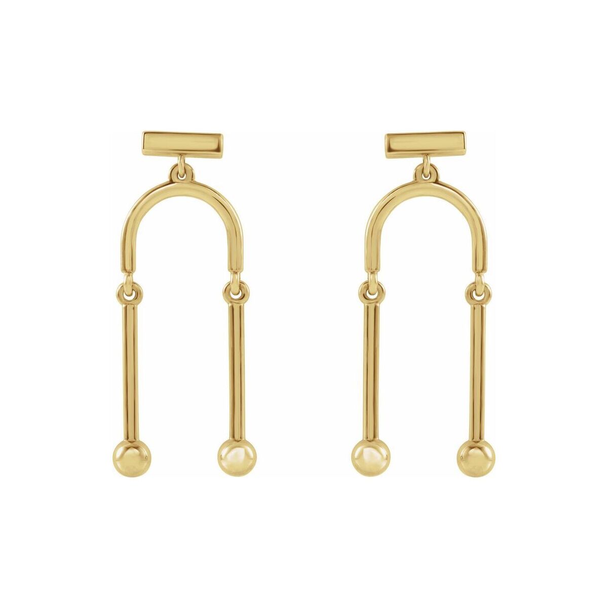 14K Yellow Gold Geometric Mobile Dangle Earrings