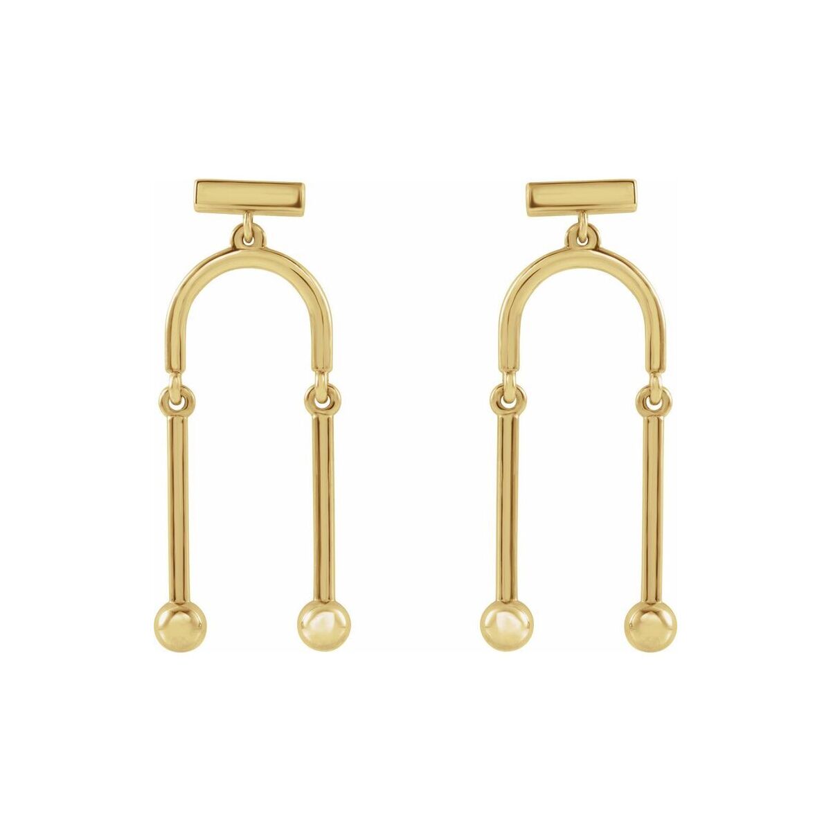 14K Yellow Gold Geometric Mobile Dangle Earrings