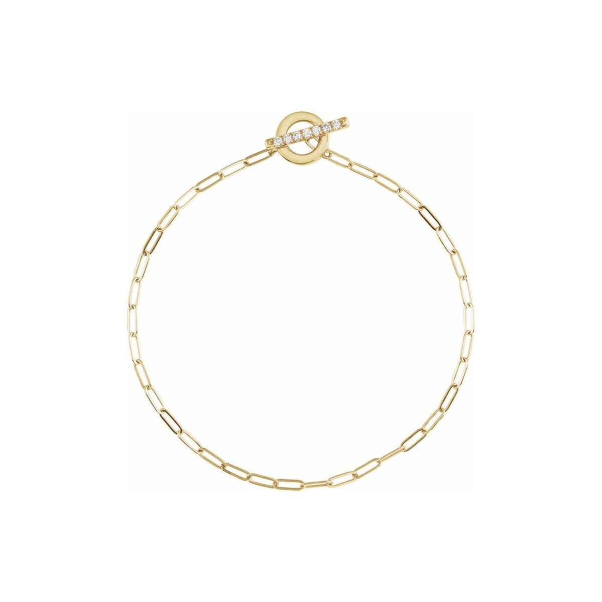 14K Yellow Gold Diamond Toggle Paperclip Bracelet