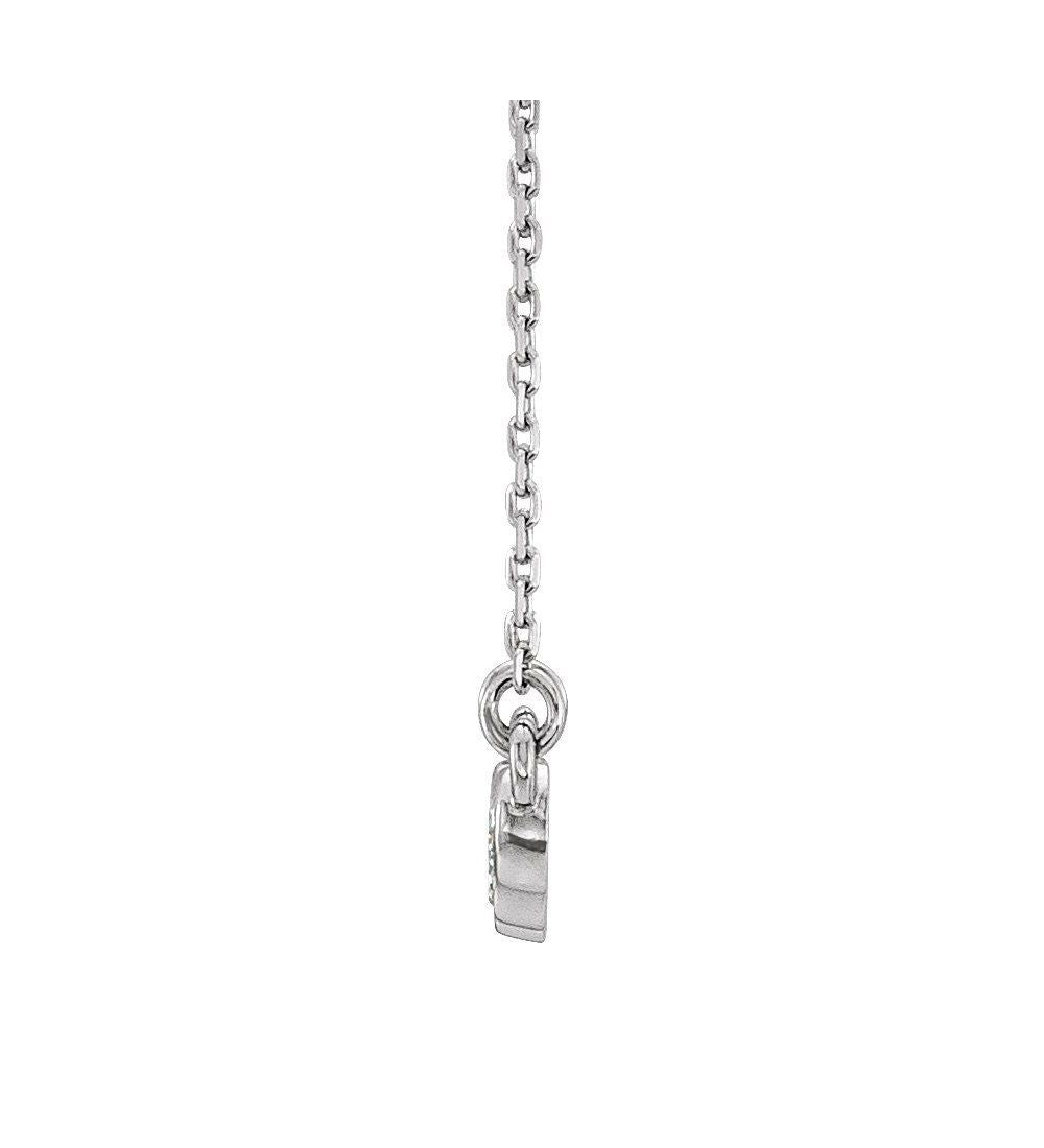 14K White Gold Bezel-Set Round Diamond Necklace