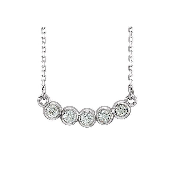 14K White Gold Bezel-Set Round Diamond Necklace