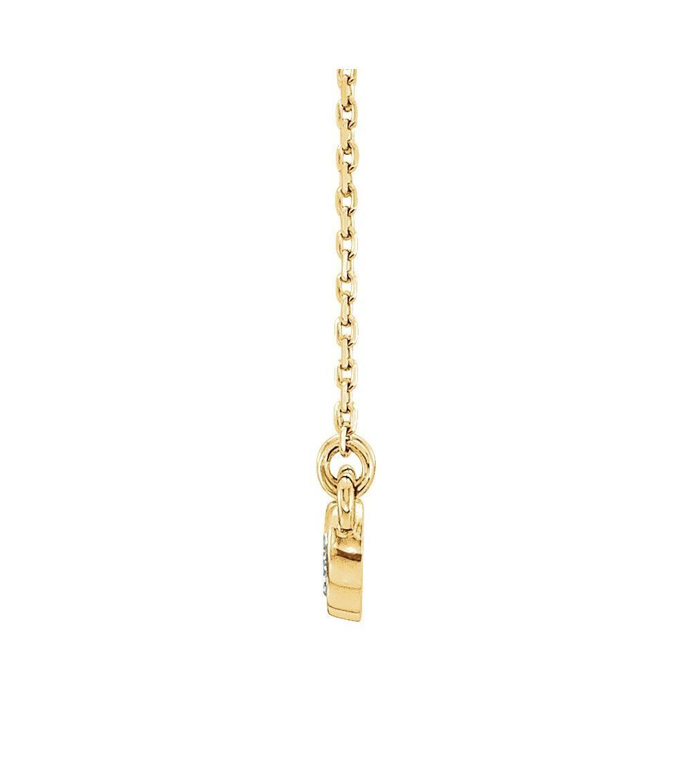 14K Yellow Gold Bezel-Set Round Diamond Necklace