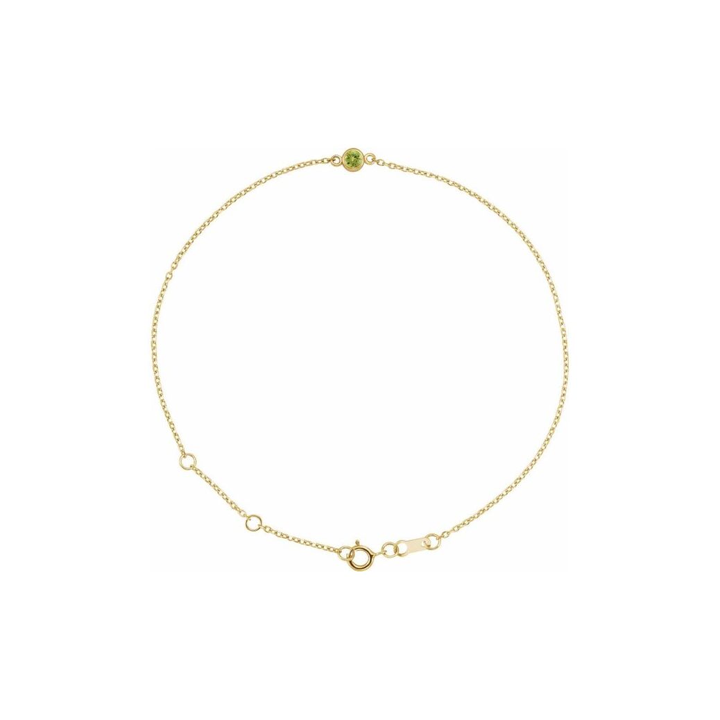 14K Yellow Gold Bezel-Set Peridot Bracelet