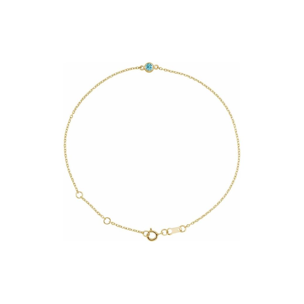 14K Yellow Gold Bezel-Set Blue Zircon Bracelet