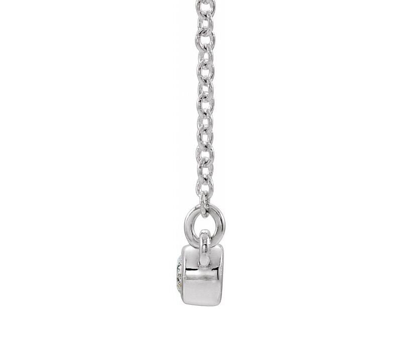 14K White Gold Bezel-Set Diamond Bar Necklace