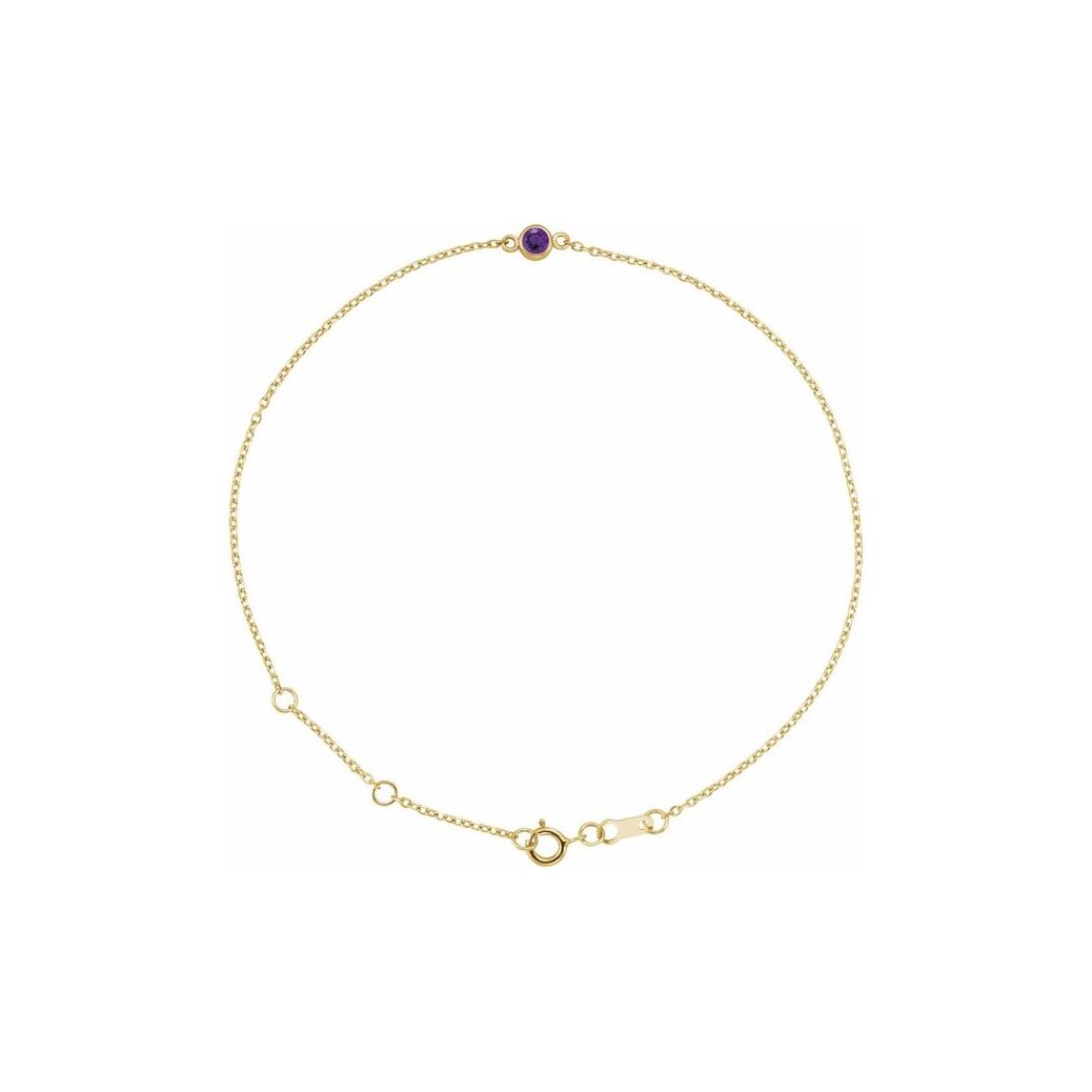 14K Yellow Gold Bezel-Set Amethyst Bracelet