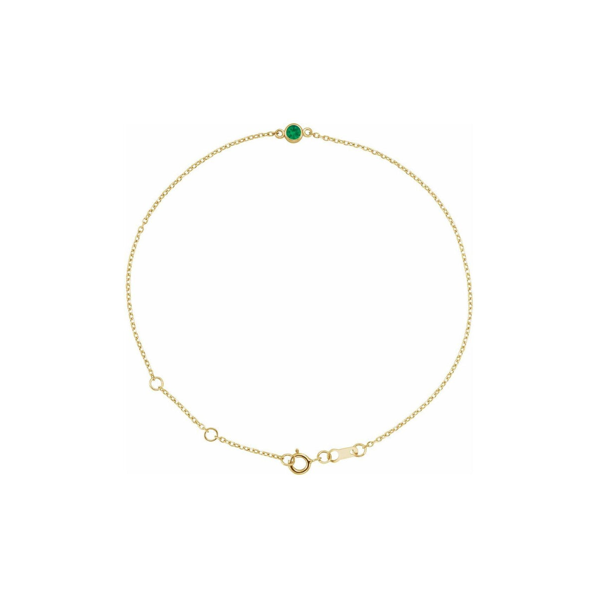 14K Yellow Gold Bezel-Set Emerald Bracelet