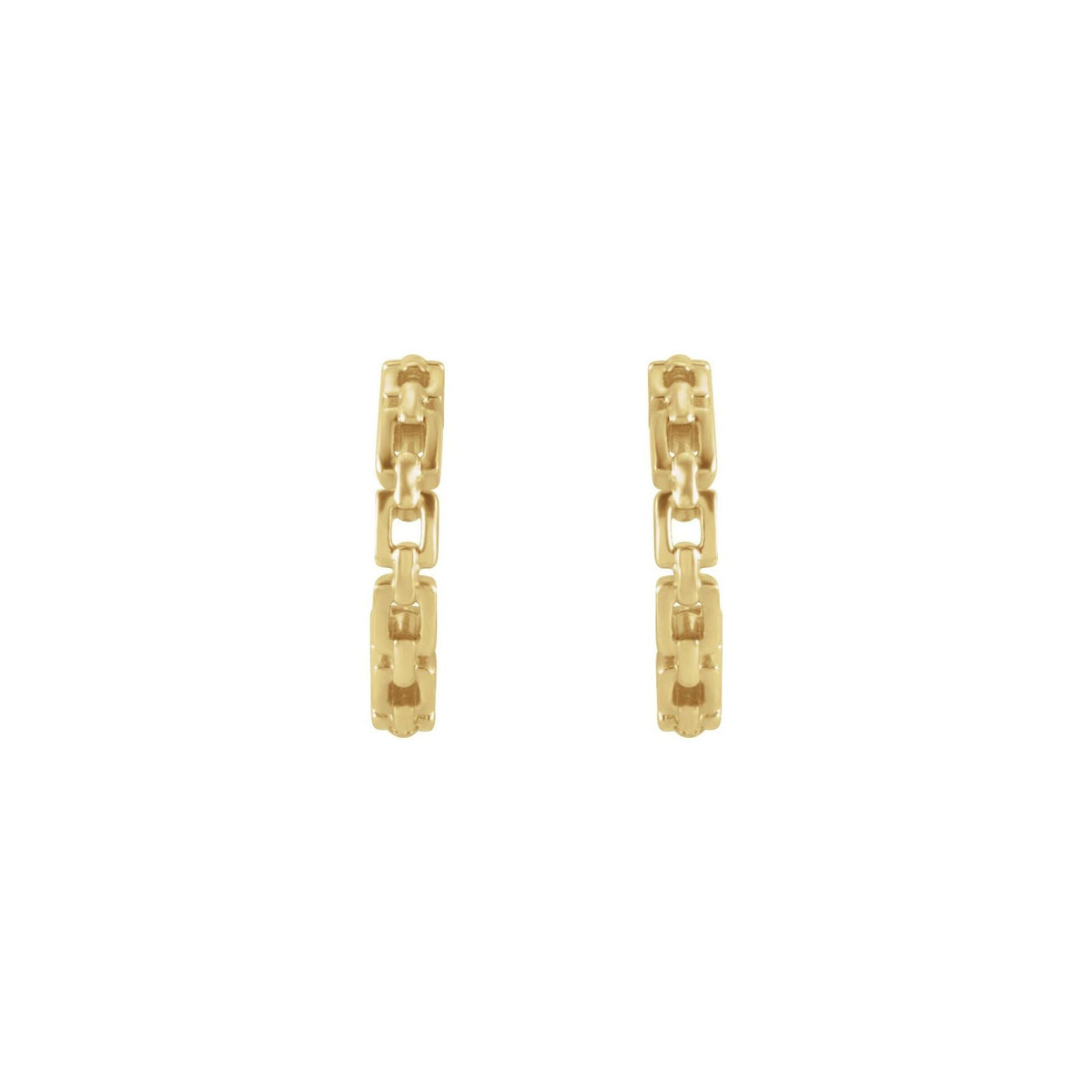 14K Yellow Gold Mini Chain Link Hoop Earrings