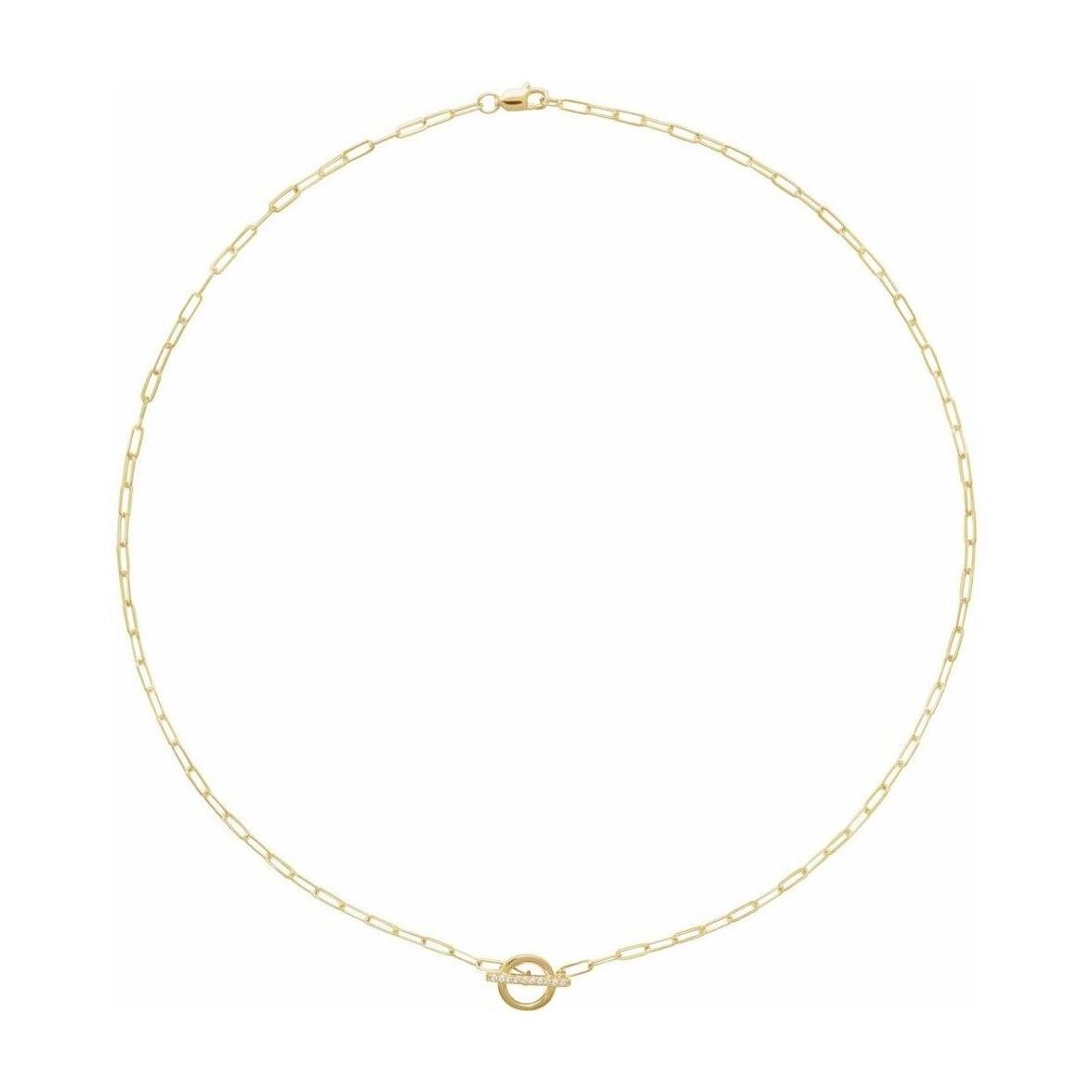 14K Yellow Gold Diamond Toggle Paperclip Necklace