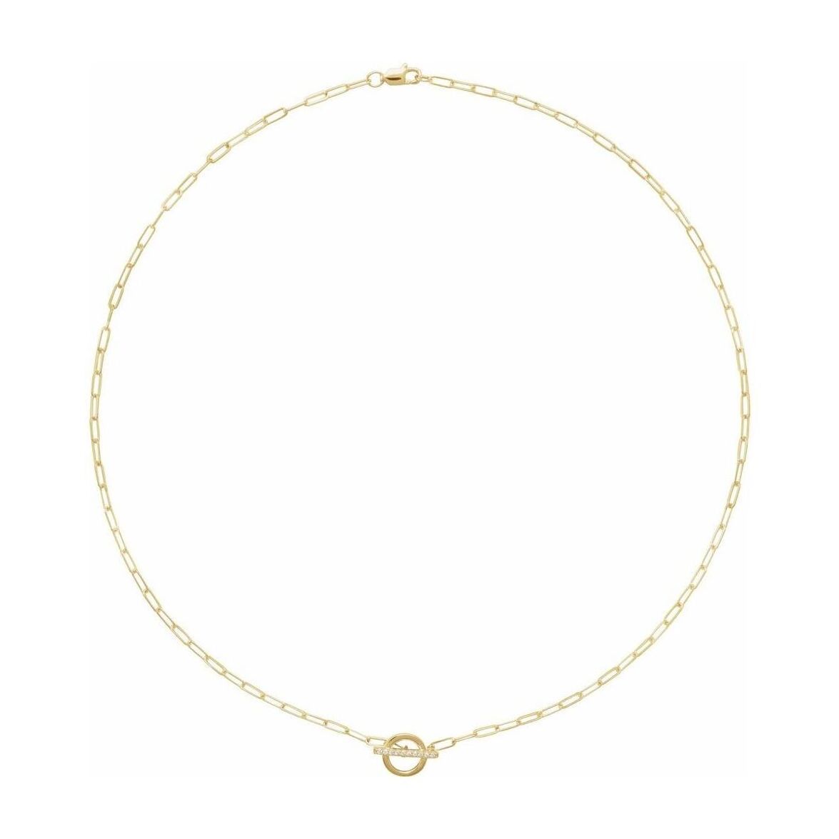 14K Yellow Gold Diamond Toggle Paperclip Necklace