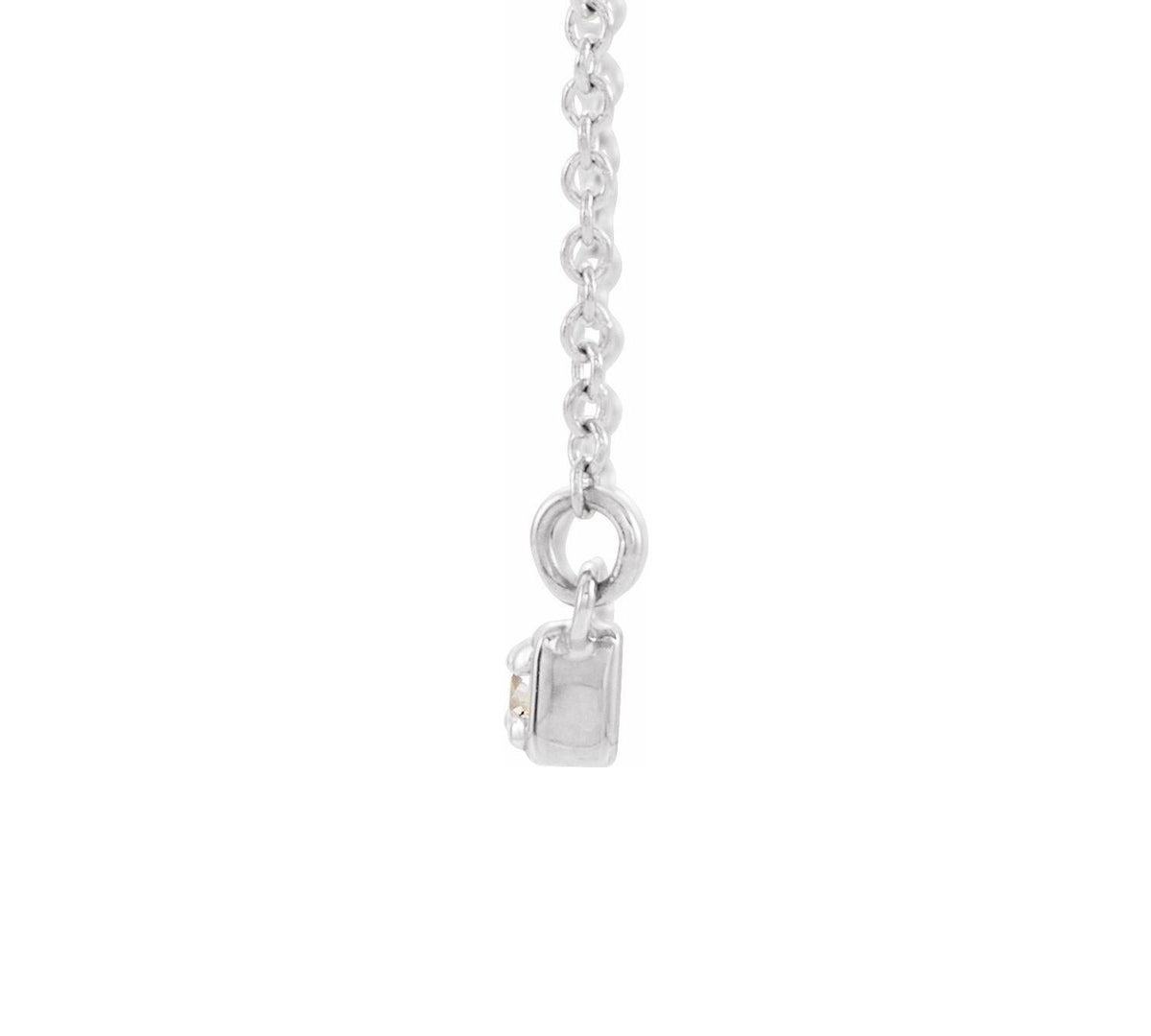 14K White Gold Partial Diamond Bar Necklace