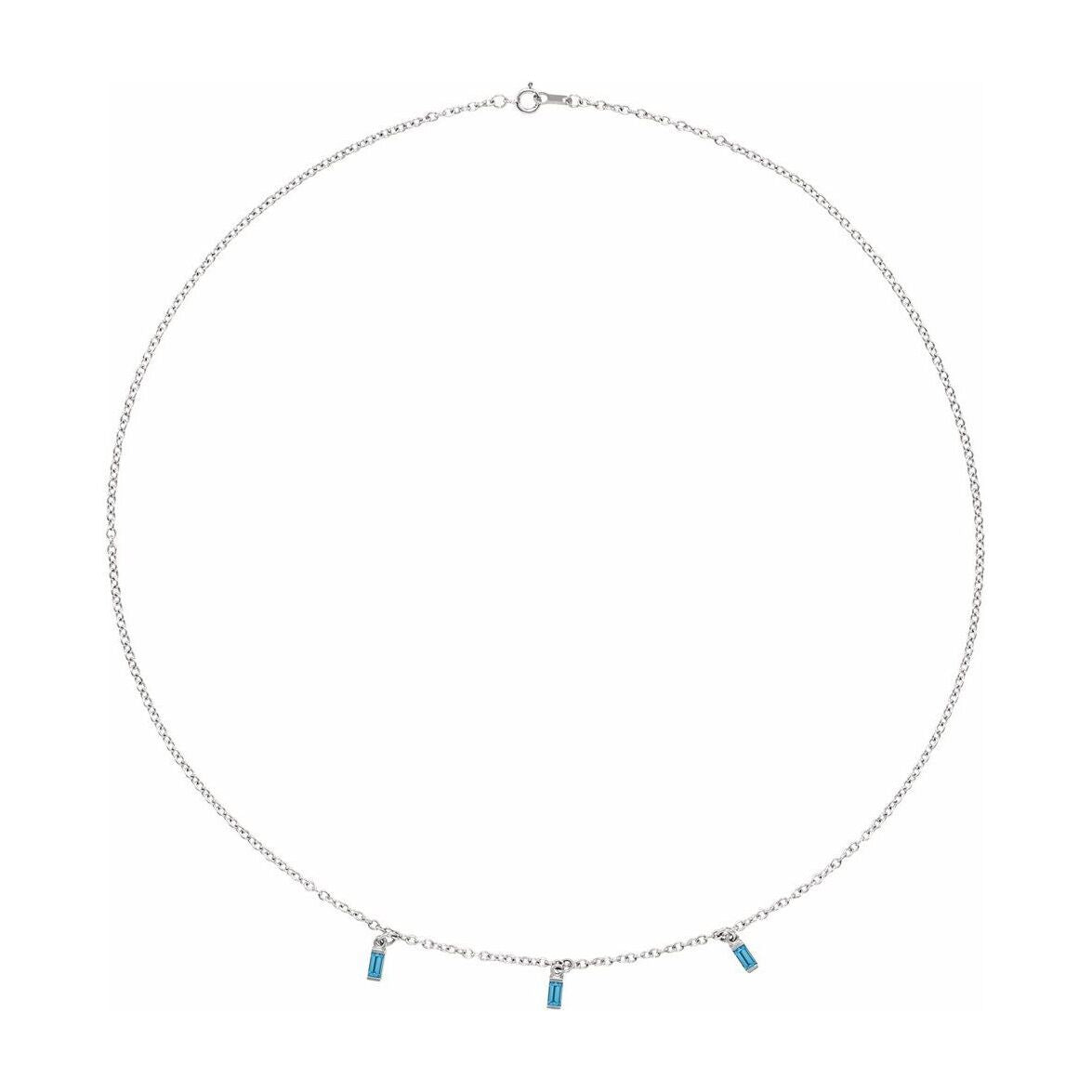 14K White Gold Swiss Blue Topaz Necklace