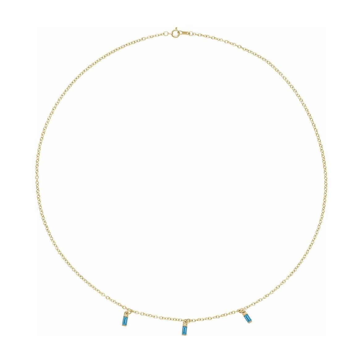 14K Yellow Gold Swiss Blue Topaz Necklace