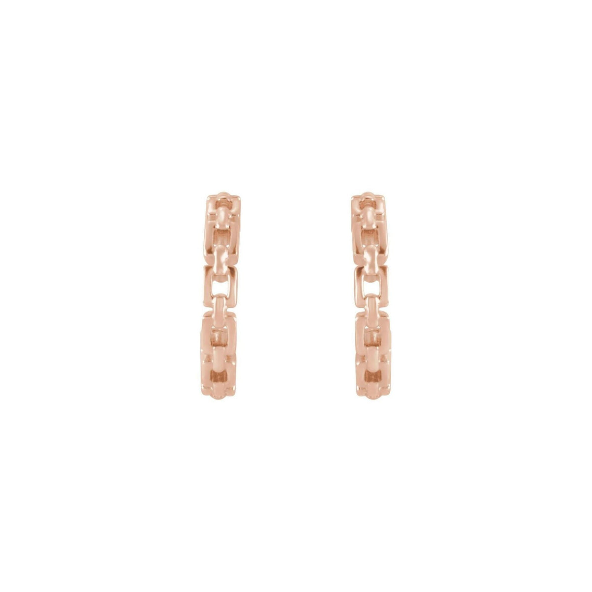 14K Rose Gold Mini Chain Link Hoop Earrings