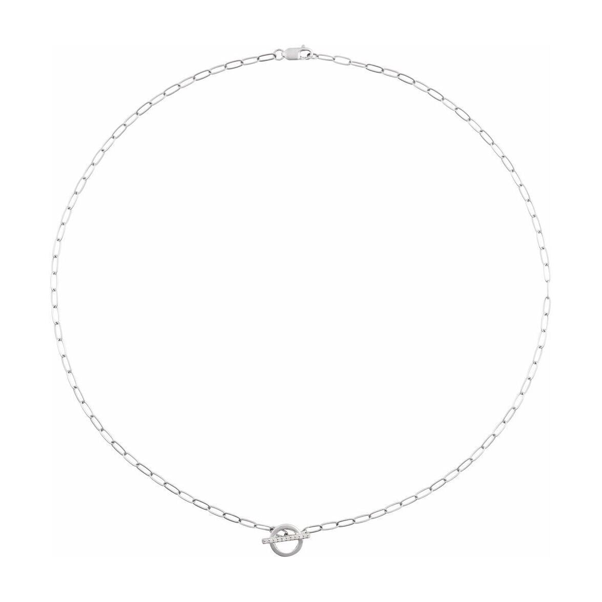 14K White Gold Diamond Toggle Paperclip Necklace