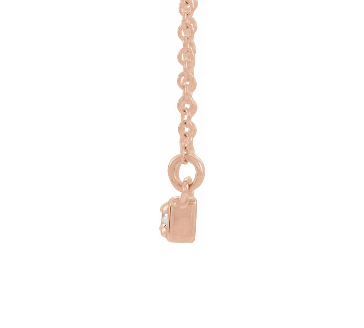 14K Rose Gold Partial Diamond Bar Necklace