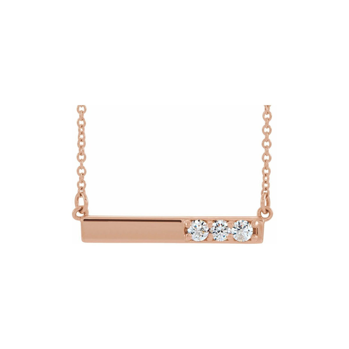 14K Rose Gold Partial Diamond Bar Necklace