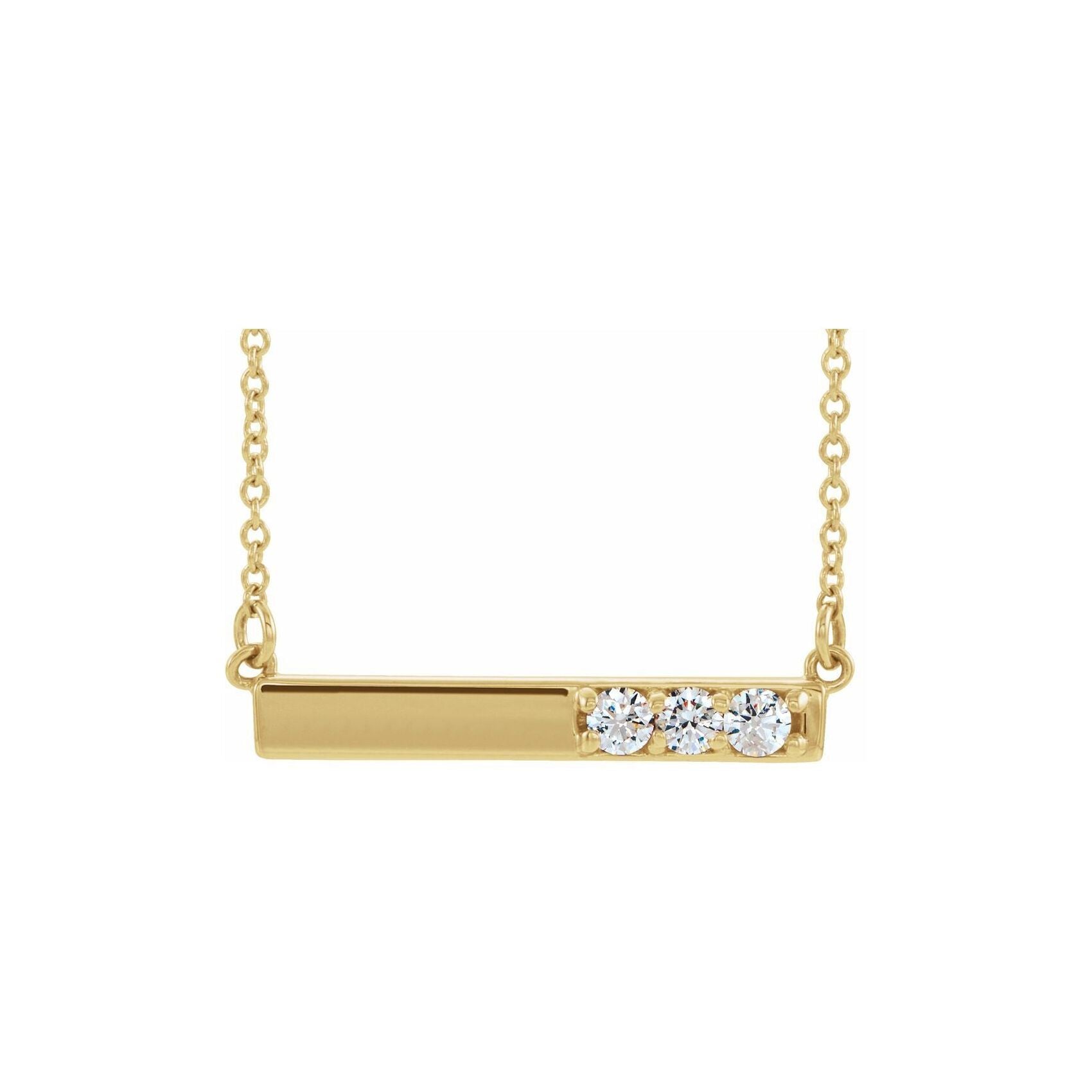 14K Yellow Gold Partial Diamond Bar Necklace