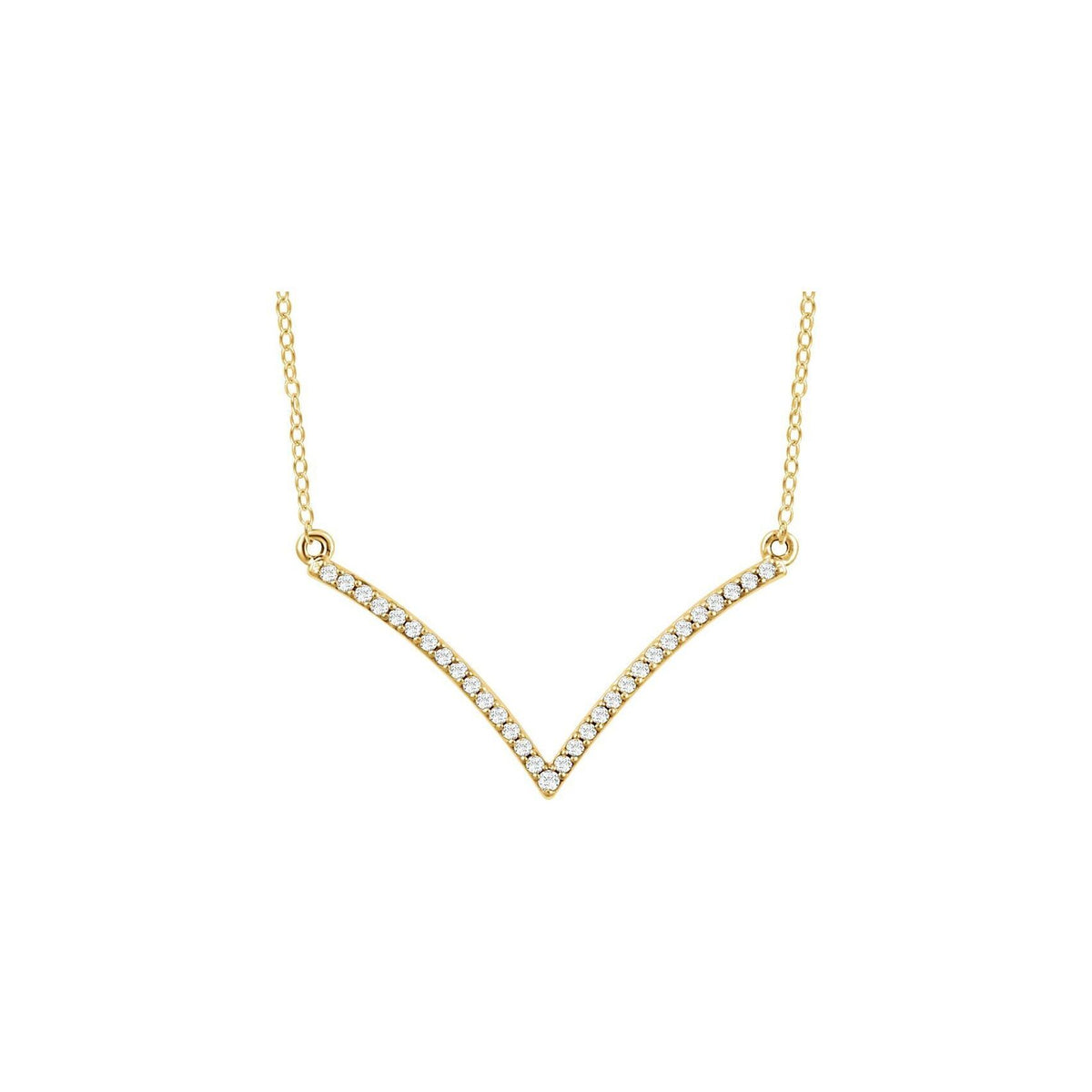 14K Yellow Gold Diamond V Necklace