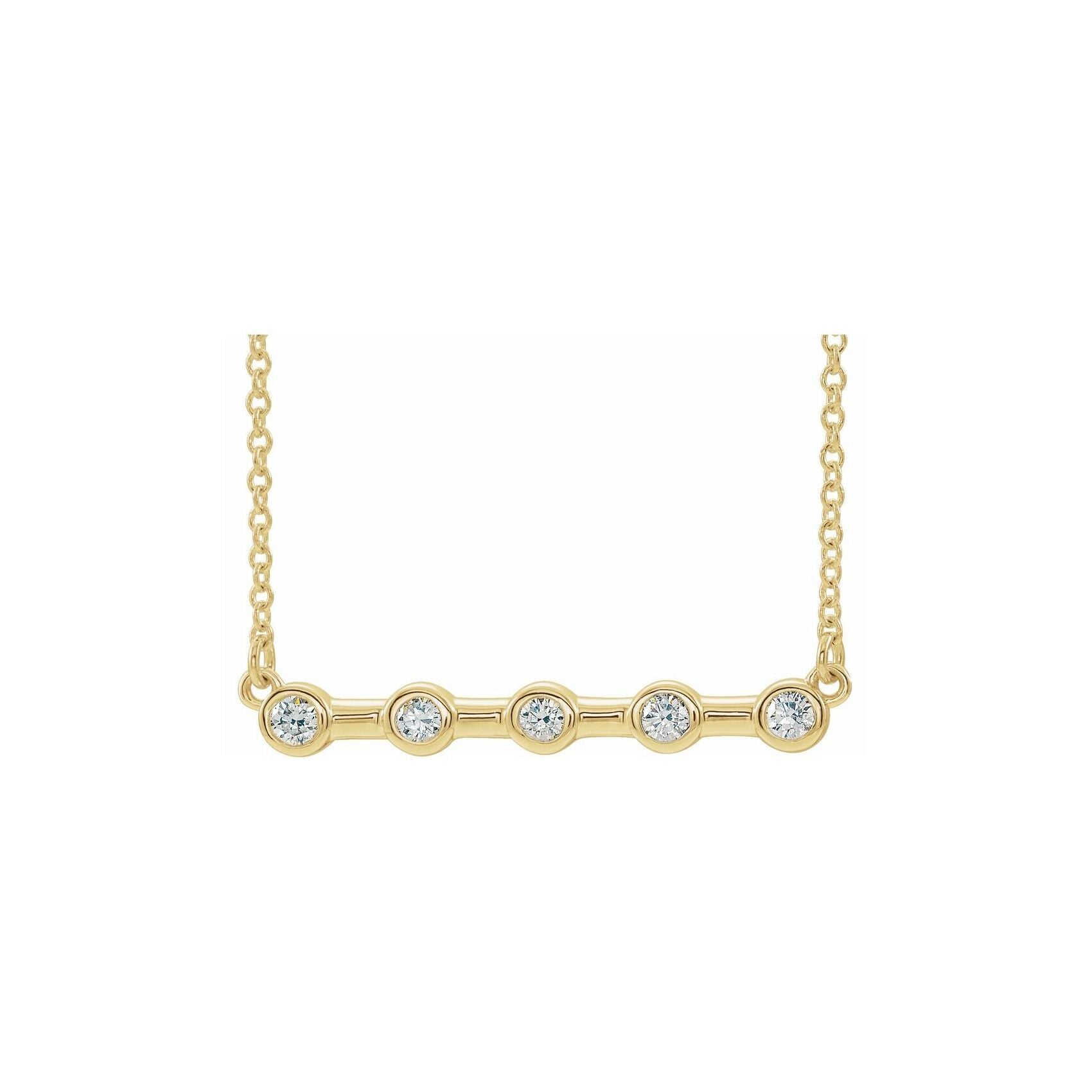 14K Yellow Gold Bezel-Set Diamond Bar Necklace