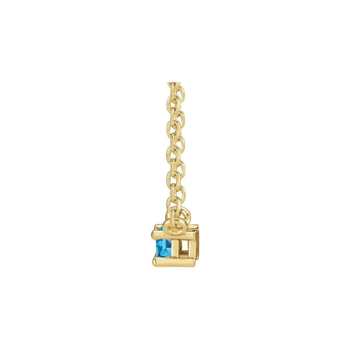 14K Yellow Gold Blue Topaz Baguette Necklace