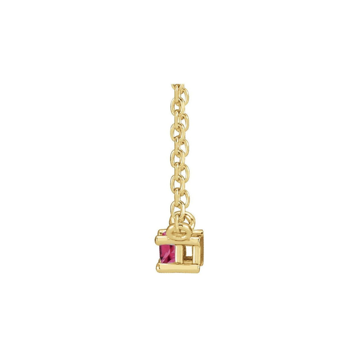 14K Yellow Gold Pink Tourmaline Baguette Necklace