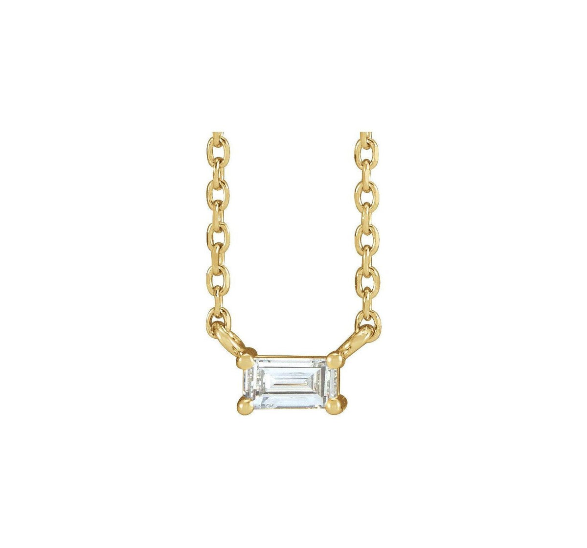 14K Yellow Gold Diamond Baguette Necklace