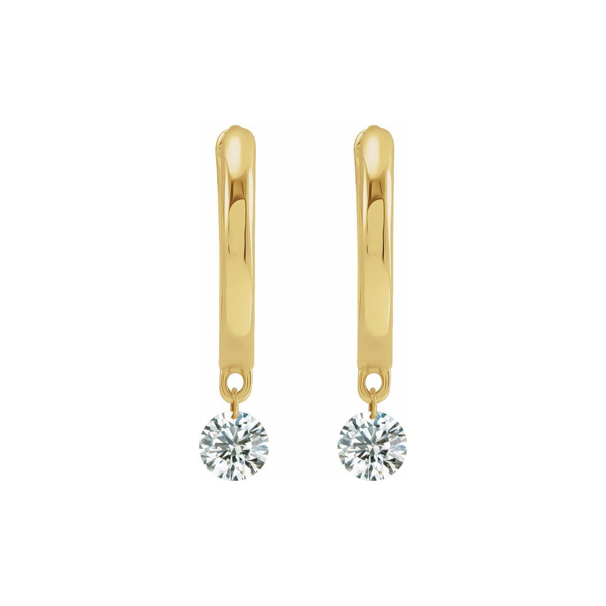 14K Yellow Gold Drilled Diamond Mini Hoop Earrings