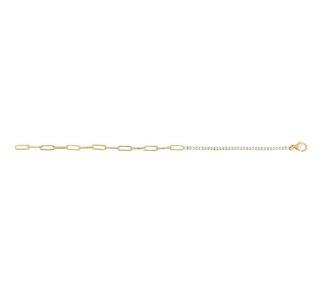 14K Yellow Gold Diamond Tennis and Paperclip Split Bracelet