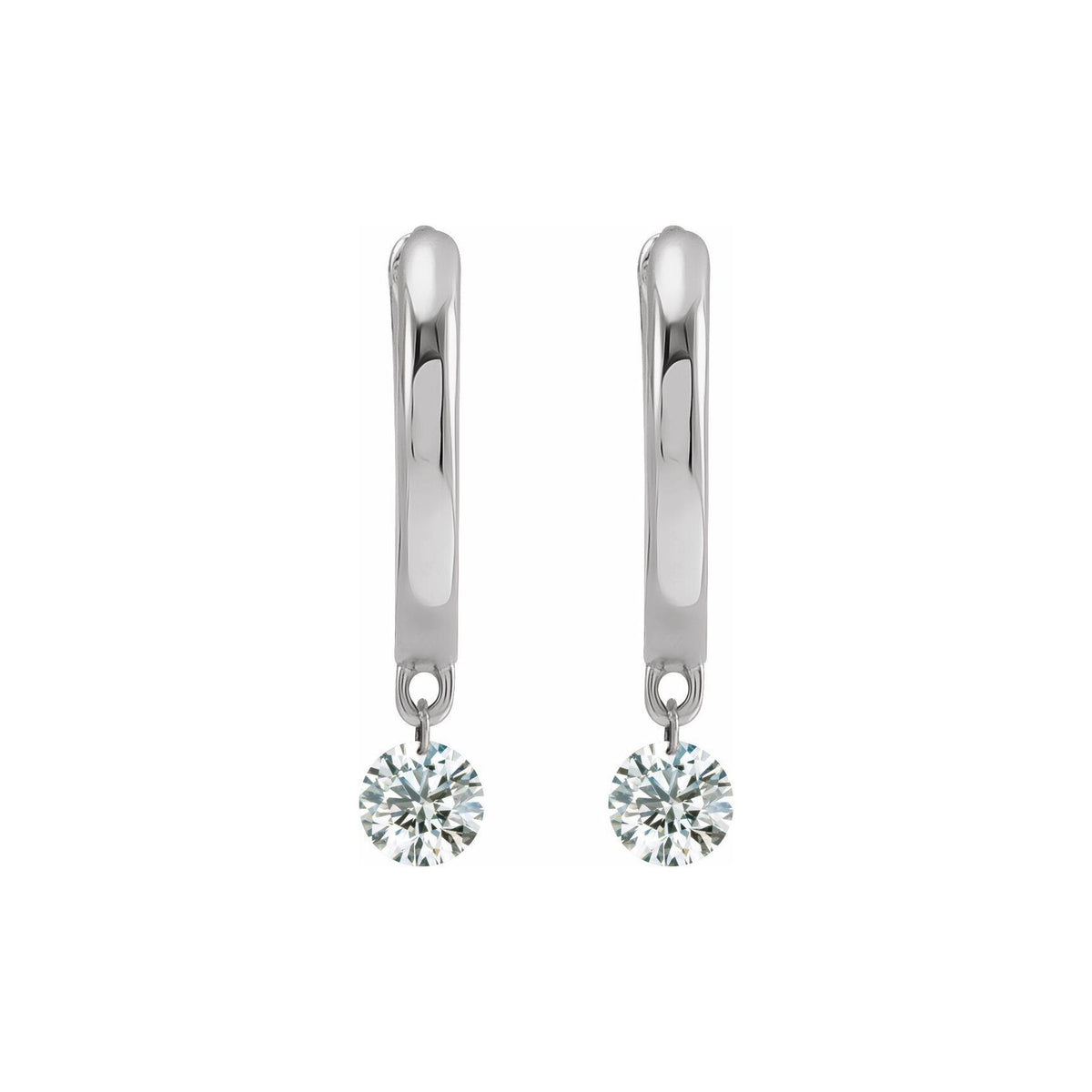 14K White Gold Drilled Diamond Mini Hoop Earrings