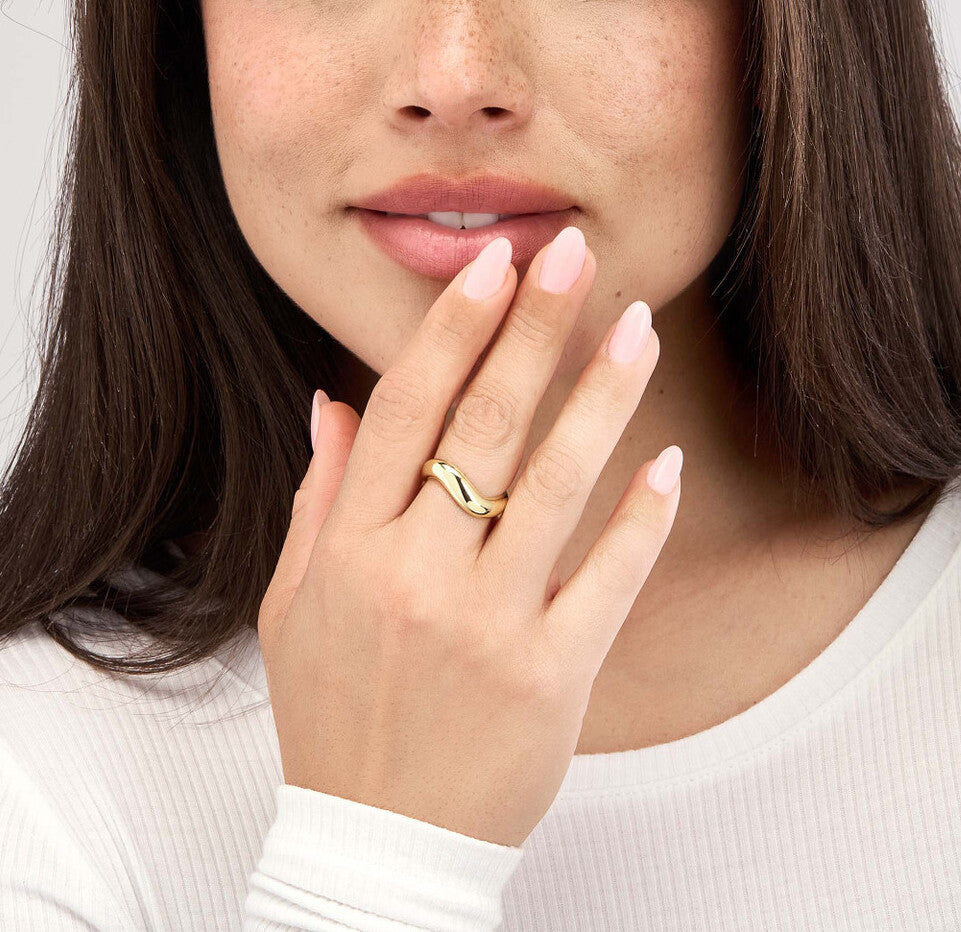 14K Yellow Gold Puffed Wave Ring